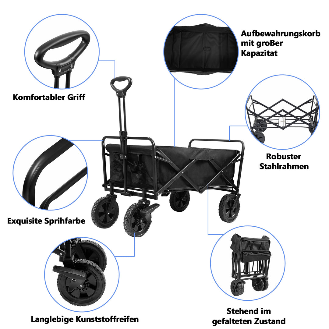Sonnewelt Bollerwagen faltbar Transportwagen 100kg Belastbarkeit
