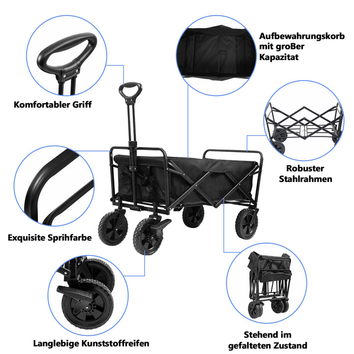 Sonnewelt Bollerwagen faltbar Transportwagen 100kg Belastbarkeit