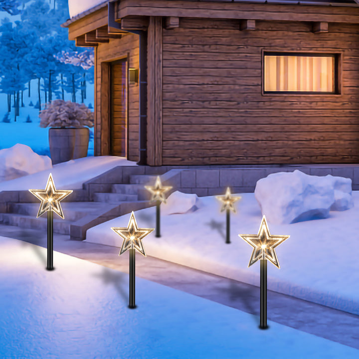 Sonnewelt 5 Pcs Sterne Weihnachtsbeleuchtung Gartenleuchte