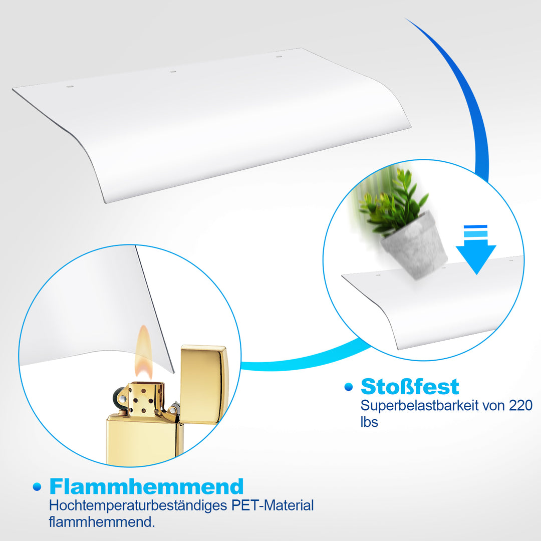 Sonnewelt Vordach für Haustür 40x80cm Unsichtbare Überdachung