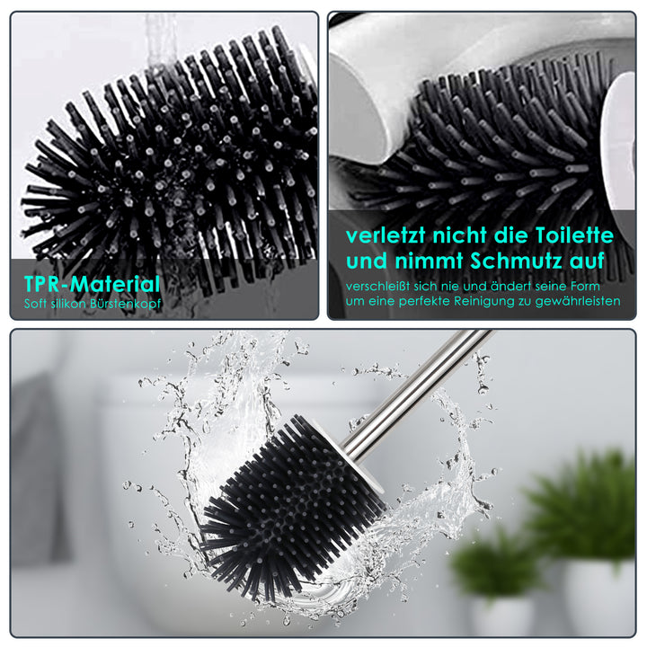 Sonnewelt Silikon Toilettenbürste Steril Edelstahl 2 in 1