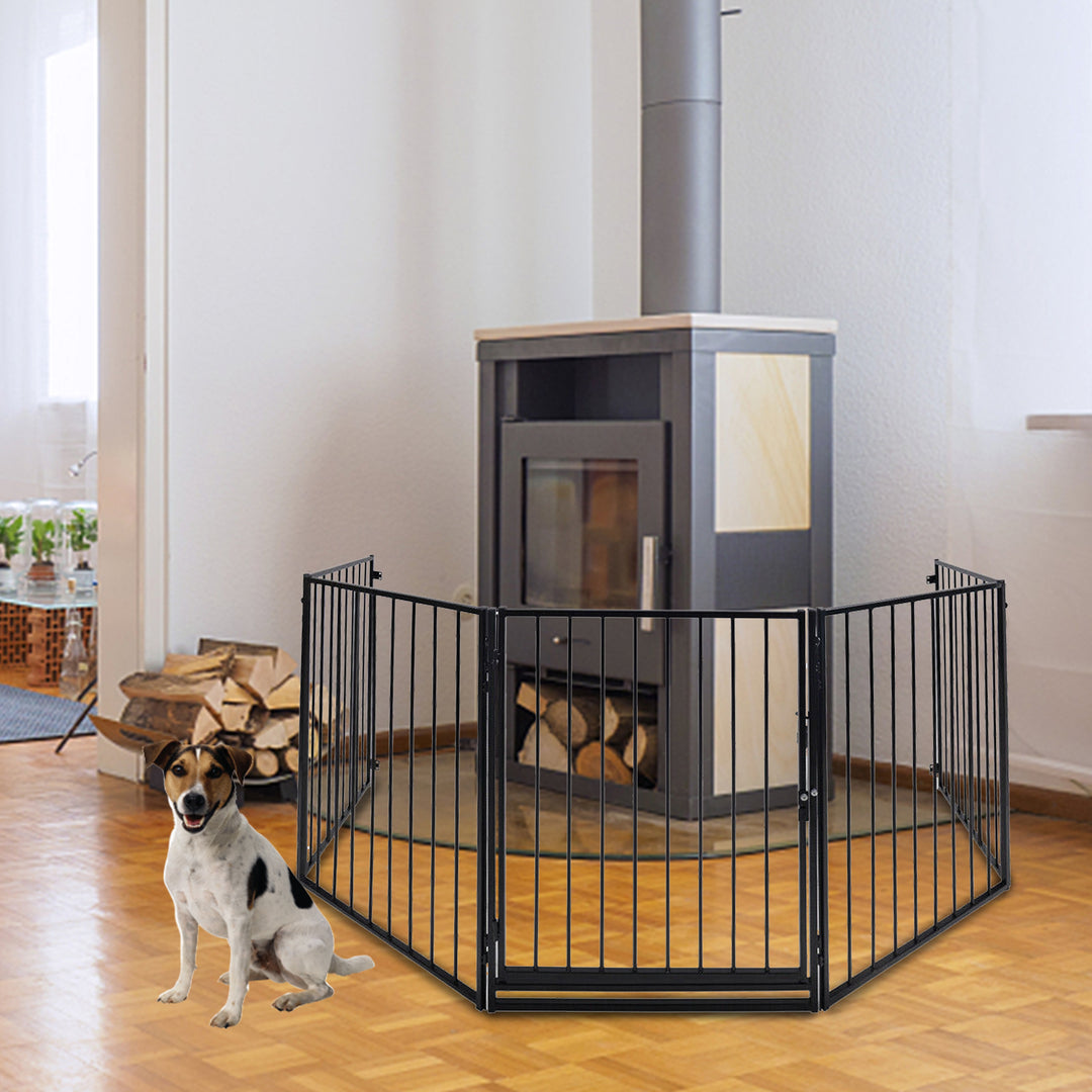 Sonnewelt Kaminschutzgitter mit Tür 304cm Metall Absperrgitter