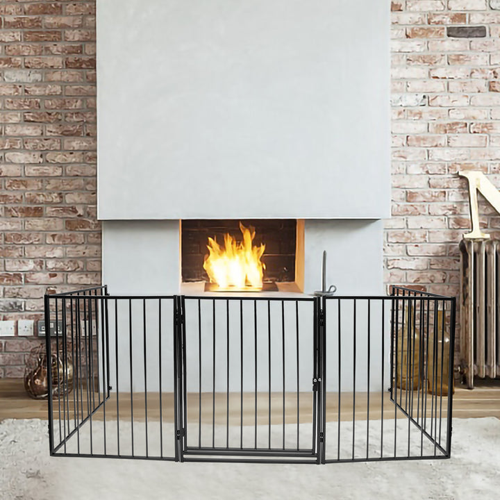 Sonnewelt Kaminschutzgitter mit Tür 304cm Metall Absperrgitter