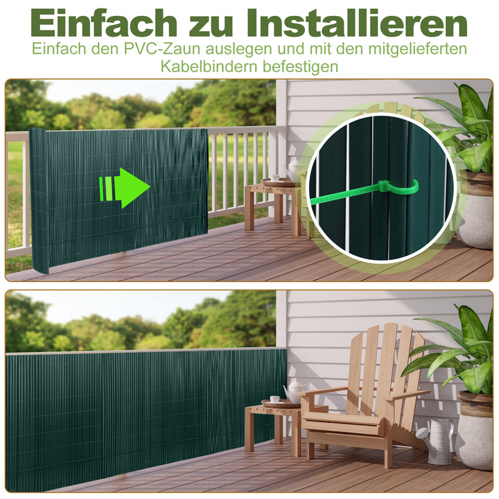 Sonnewelt PVC Sichtschutzmatte mit Kabelbindern Doppelte Verstärkung