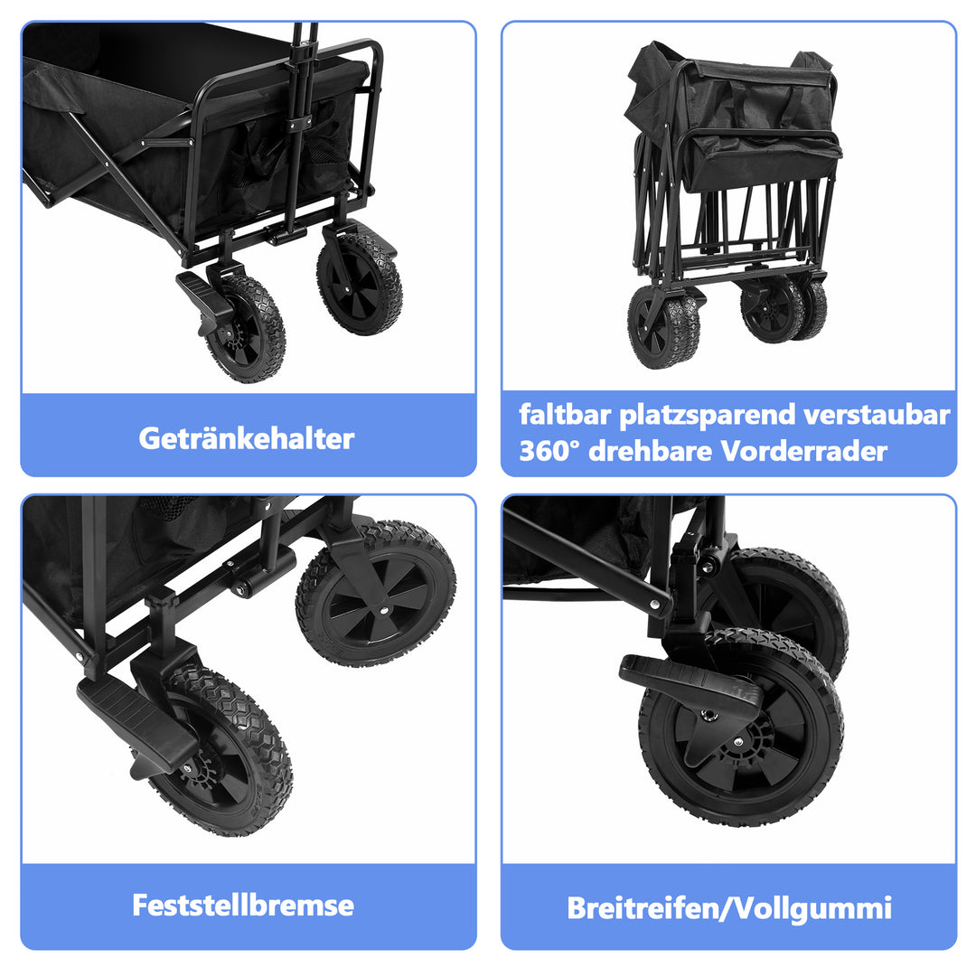 Sonnewelt Bollerwagen faltbar Transportwagen 100kg Belastbarkeit