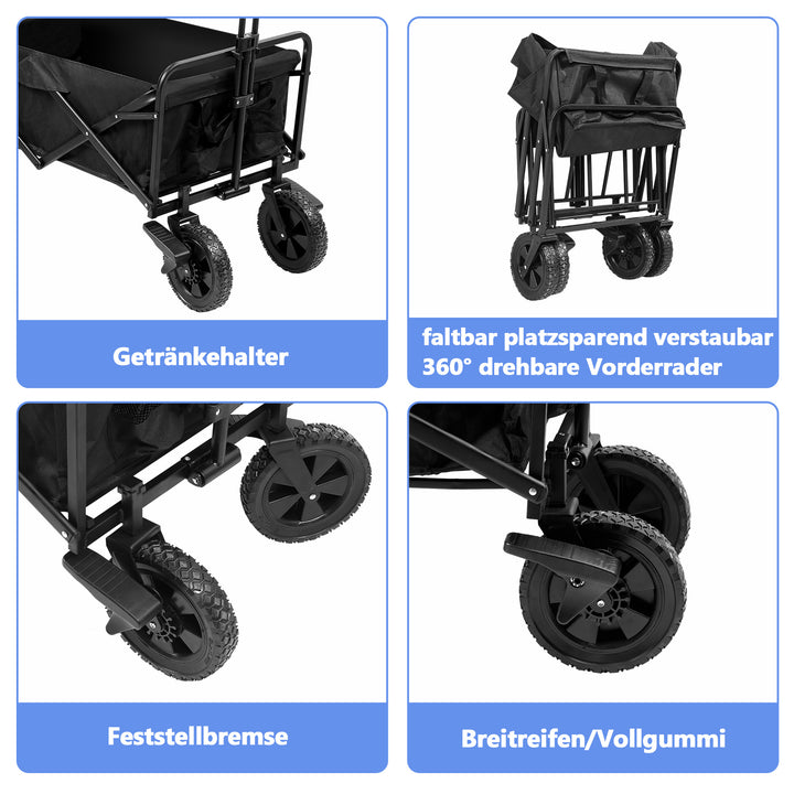 Sonnewelt Bollerwagen faltbar Transportwagen 100kg Belastbarkeit