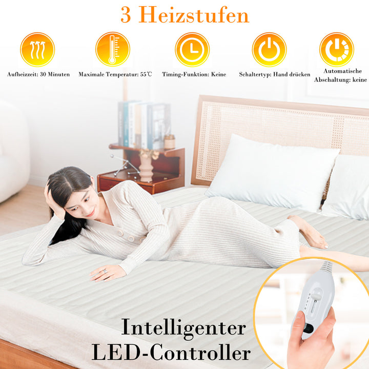 Sonnewelt Wärmeunterbett Elektrische Heizdecke 3 Temperatursstufen