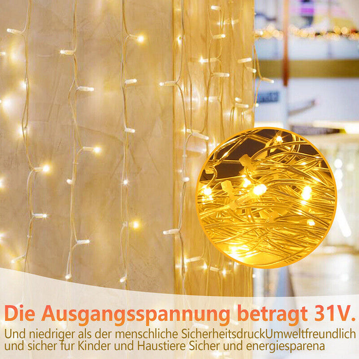 Sonnewelt LED Eisregen Lichterkette 200/400/600 LEDs
